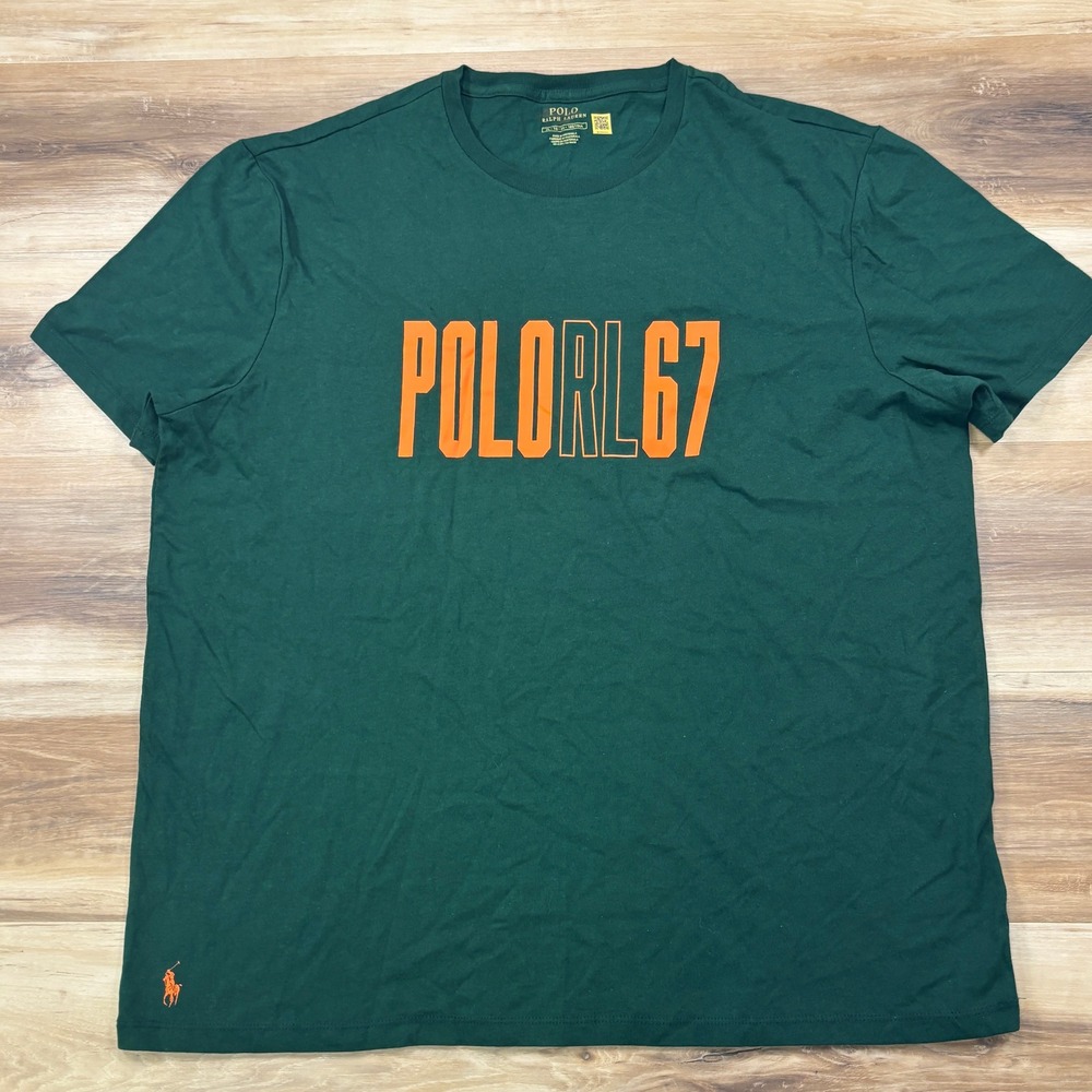 Polo Ralph Lauren T-Shirt Men XL Heritage 100% Cotton Green POLORL67 Graphic Tee